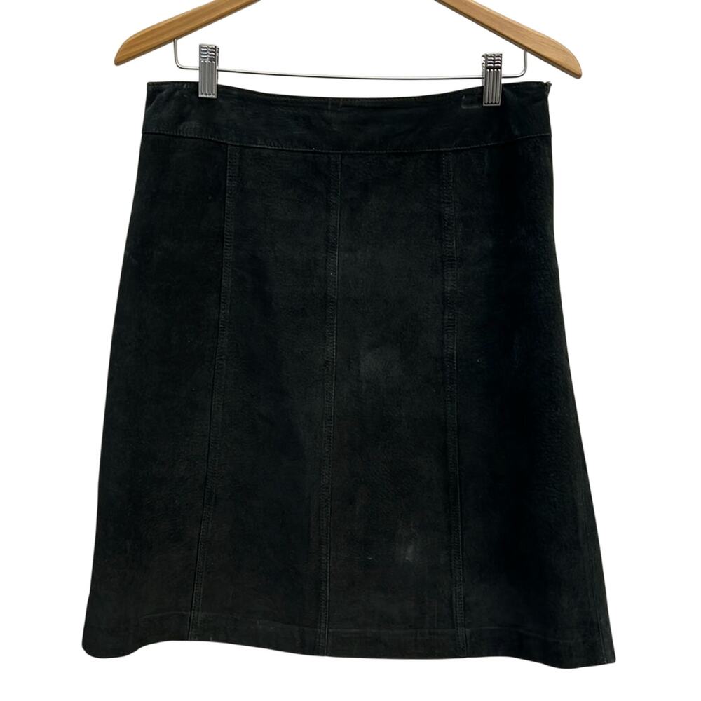 CO & EDDY Vintage 100% Suede Women’s Black  knee length Skirt Size 8
